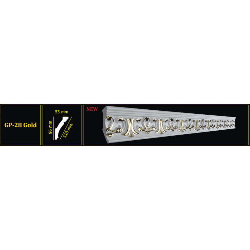 Потолочный плинтус Glanzepol® GP-28 GOLD