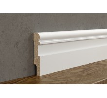 Плинтус под покраску AP28, белый, с пазом под 20 молдинг, 80x16x2400 мм, МДФ