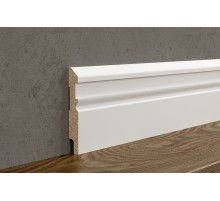 Плинтус под покраску AP30, белый, с пазом под 20 молдинг, 115x16x2400 мм, МДФ