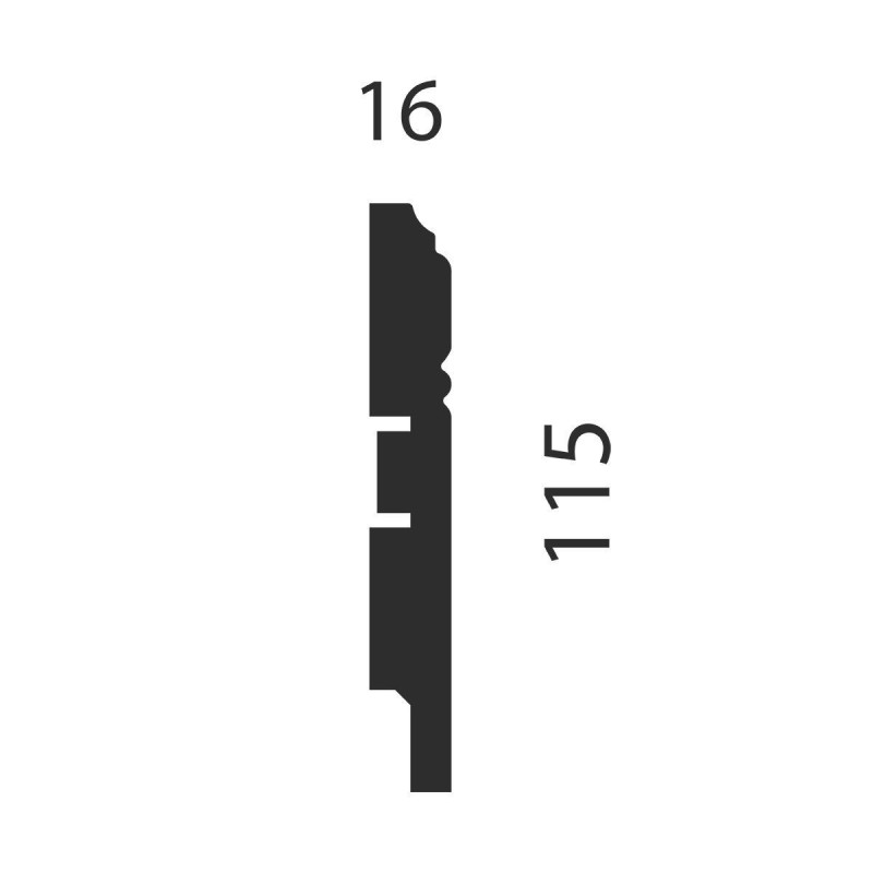 Плинтус под покраску, белый, 115x16x2400 мм, с пазом, AP17