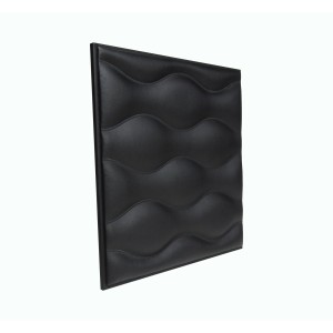 Мягкая стеновая панель из экокожи Wave 400 х 400 мм - Black