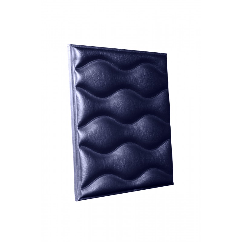 Мягкая стеновая панель из экокожи Wave - Navy
