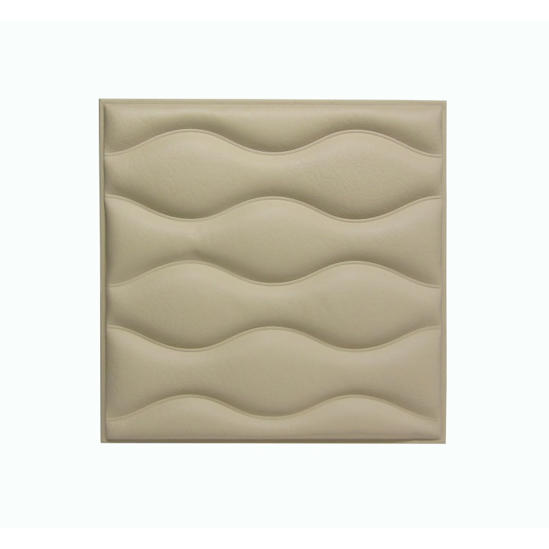 Мягкая стеновая панель из экокожи Wave 400 х 400 мм - Latte