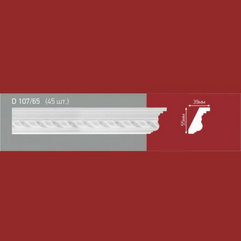 Плинтус потолочный полистиролD107-65 (45)