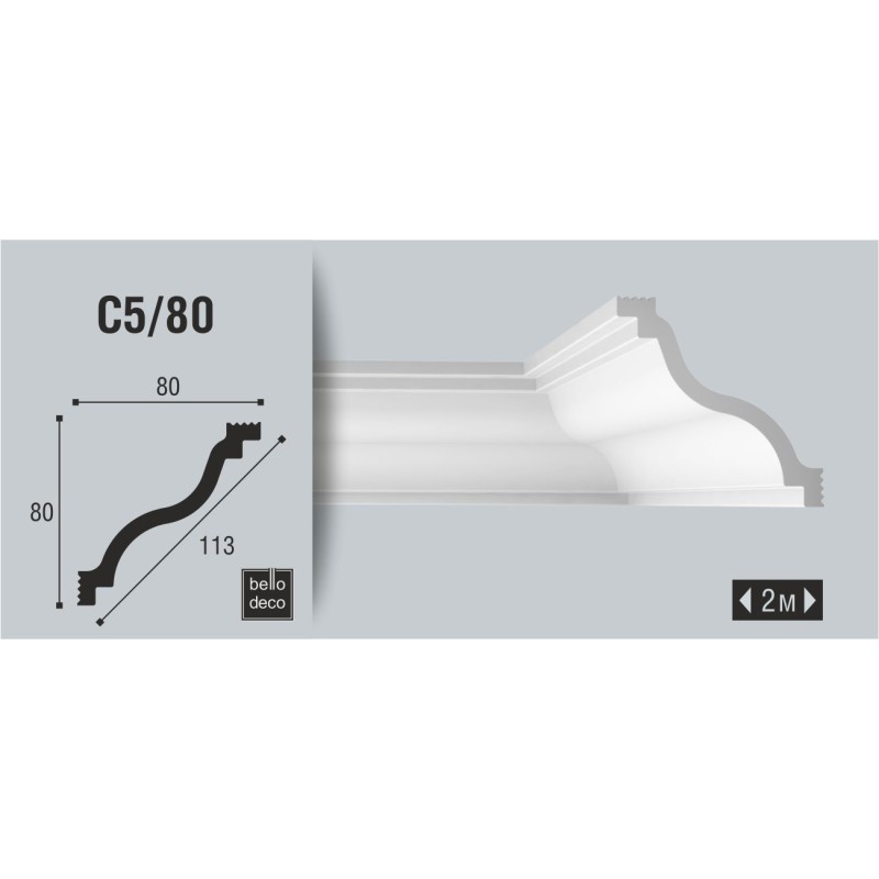 Плинтус потолочный C 05/80